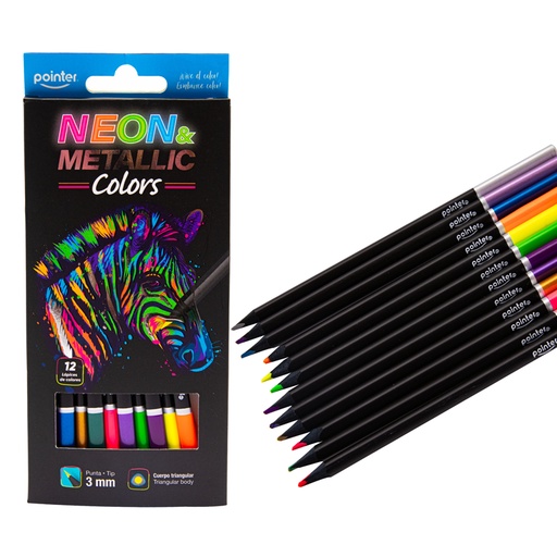 [TCP-12-MN] COLORES POINTER x12 (6 NEON, 6 METALIZADOS)