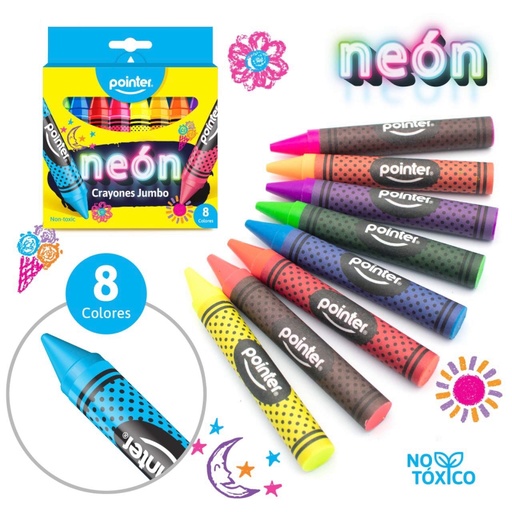 [CY-JB-8HQ-N] CRAYONES JUMBO NEON X8 