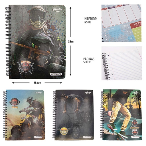 [YL-6-DP3-165] CUADERNO 6 MATERIAS (DEPORTE) 165 PAGS