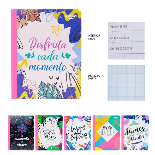 [COS-21-SQ] CUADERNO COSIDO CUADRITOS 200 PAGINAS (LETTERING FEMENINO)