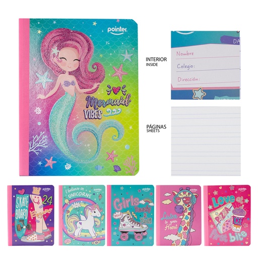 [COS-10G-DL] CUADERNO COSIDO DOBLE LINEA (GLITTER)
