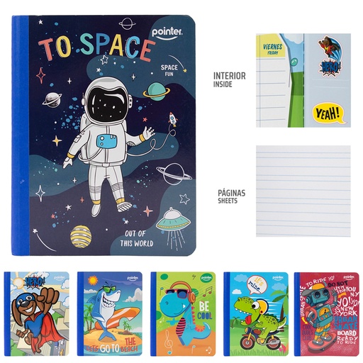 [COS-09S-DL] CUADERNO COSIDO A4 DOBLE LINEA x100 HOJAS (STICKERS)