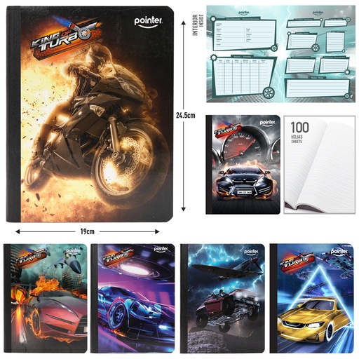 [COS-01-DL] CUADERNO COSIDO DOBLE LINEA 200 PAGINAS (AUTOS)