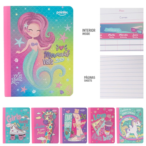 [COS-10G] CUADERNO COSIDO RAYA ANCHA (GLITTER)