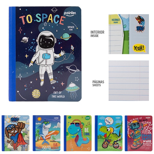 [COS-09S] CUADERNO COSIDO A4 RAYA ANCHA x100 HOJAS (STICKERS)