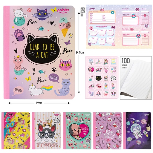 [COS-03S] CUADERNO COSIDO RAYA ANCHA (STICKERS)