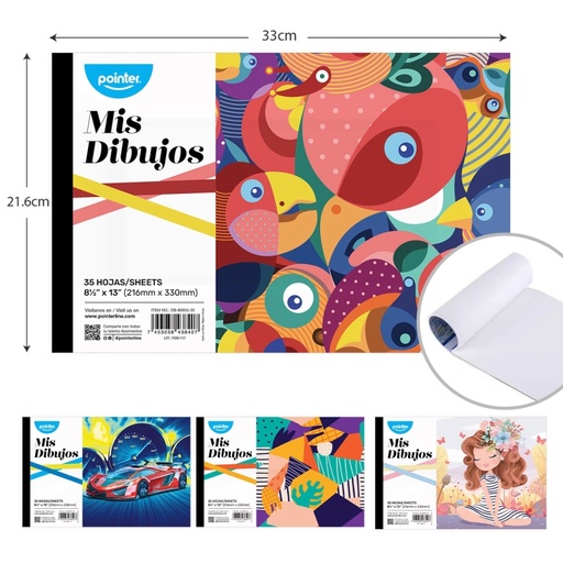 [DB-80955-35] BLOCK DE DIBUJO EMPASTADO A4 21.6x33CM