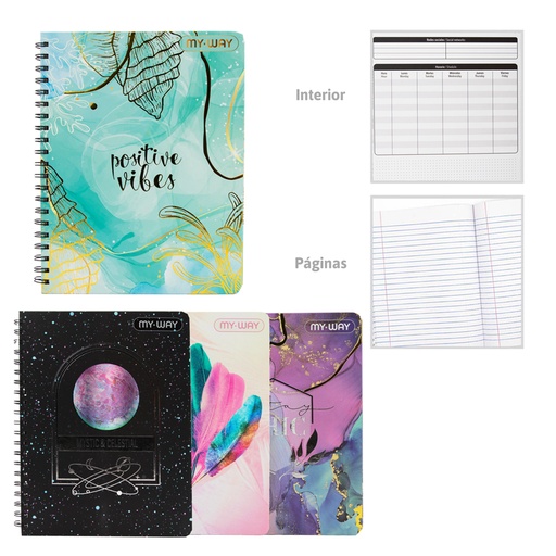 [MW-ESP-01] CUADERNO ESPIRAL 160 PAGINAS (FEMENINO)