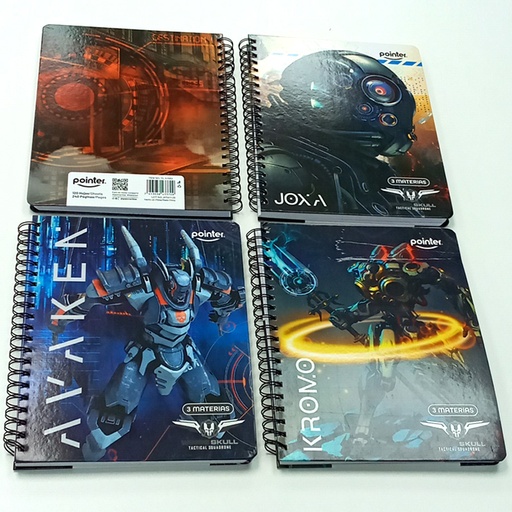 [YL-3-RB3] CUADERNO POINTER DE ESPIRAL 3 MATERIAS (ROBOTS) X1