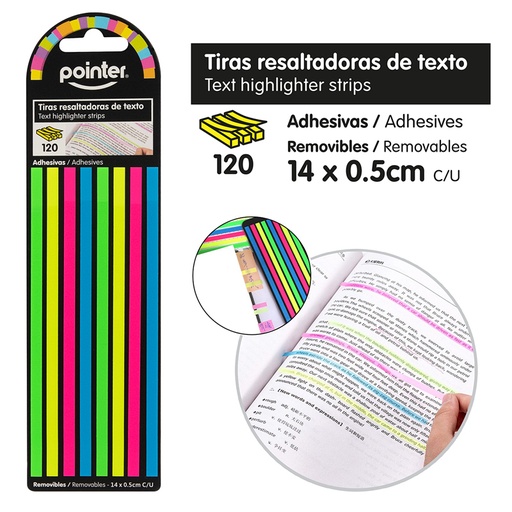 [STN-09-120] TIRAS RESALTADORAS DE TEXTO - 14 x 0.5CM x120UND