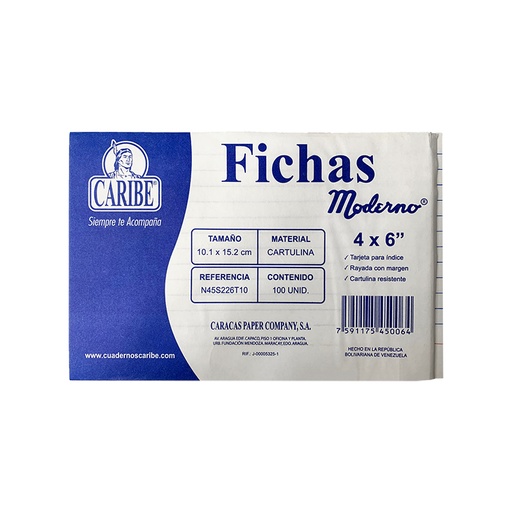 [N45S226T10] FICHAS 4X6 