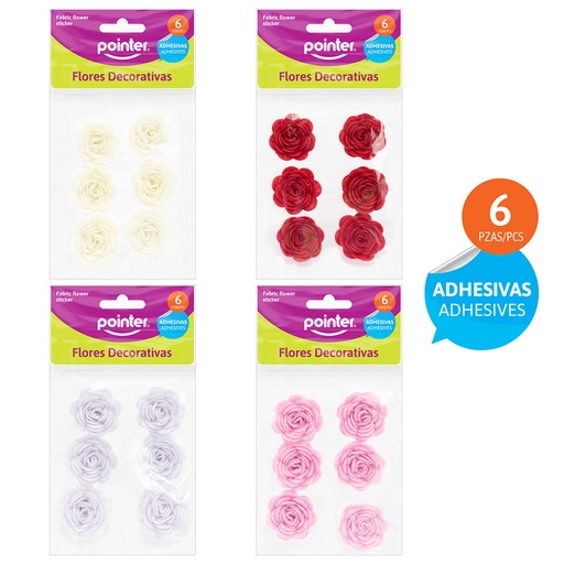 [ANC-2223] FLORES DECORATIVAS ADHESIVAS x 6 PZAS.