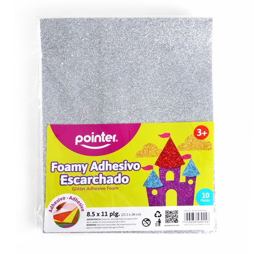 [AD-GL-EVA-7016] FOAMI ESCARCHADO ADHESIVO PLATEADO CARTA (20X30CM)