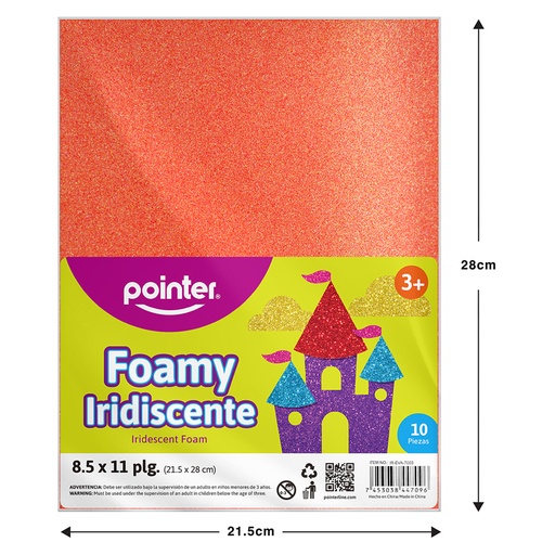 [IR-EVA-7003] FOAMI ESCARCHADO CORAL CARTA (20X30CM) 