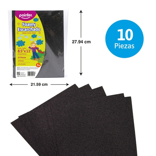 [GL-EVA-7015] FOAMI ESCARCHADO NEGRO CARTA (20X30CM) 