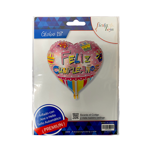 [SL-D040] GLOBO CORAZON FELIZ CUMPLEAÑOS 18 