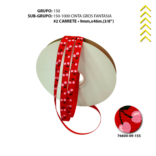 [76600-09-155] GROSS #2 FANTASIA - CEREZAS ROSA/ROJO+VERDE 