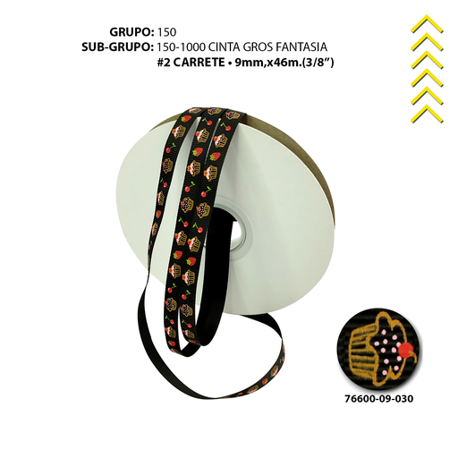 [76600-16-030] GROSS #2 FANTASIA - CUPCAKES DORADO/NEGRO