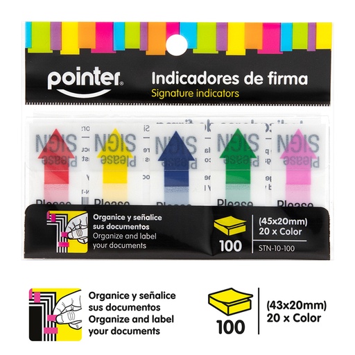 [STN-10-100] INDICADORES DE FIRMA ADHESIVOS - 4 x 2CM x100UND