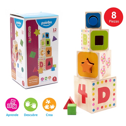 [PZZ-1926] JUEGO DIDACTICO (TORRE DE CUBOS CON FORMAS)
