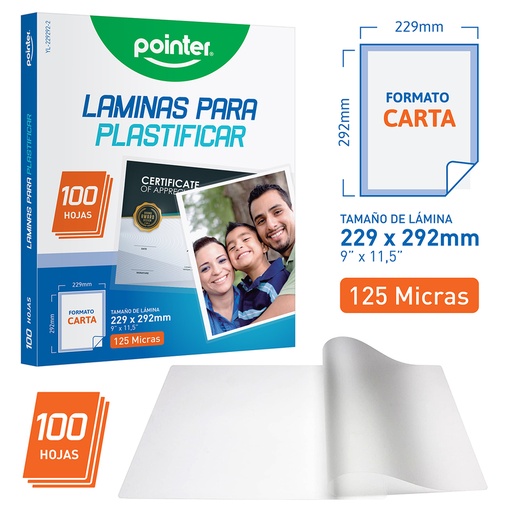 [YL-229292-2] LAMINAS PARA PLASTIFICAR 125 MICRAS