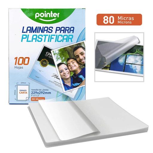[YL-229292-1] LAMINAS PARA PLASTIFICAR TAMAÑO CARTA 80 MICRAS