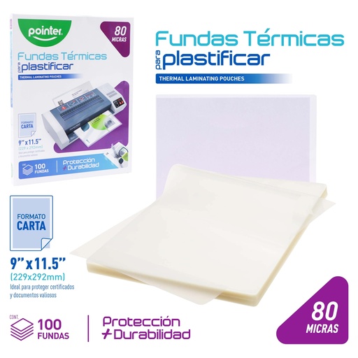 [YL-229292-1] LAMINAS PARA PLASTIFICAR TAMAÑO CARTA 80 MICRAS