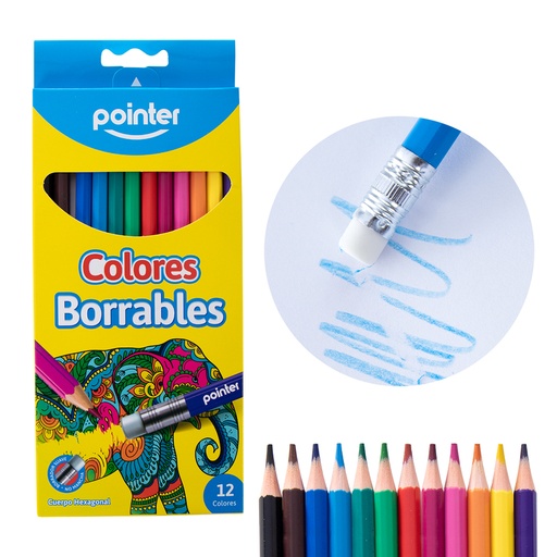 [CPP-12] LAPICES DE COLORES BORRABLES x 12 PZAS.