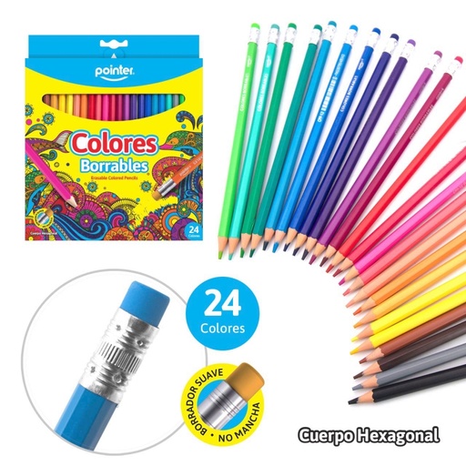 [CPP-24] LAPICES DE COLORES BORRABLES x 24