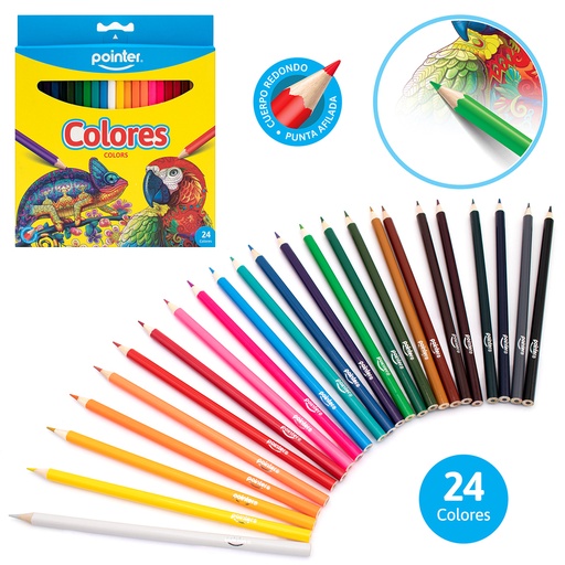 [RCP-24] LAPICES DE COLORES LARGOS x 24 COLORES