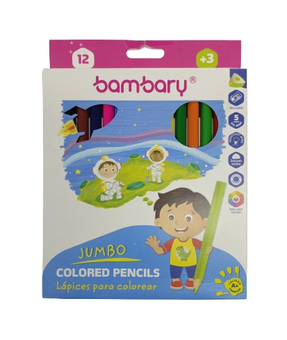 [205-1520/107] LAPICES DE COLORES TRI 12 UND JUMBO  C/SACAPUNTAS 