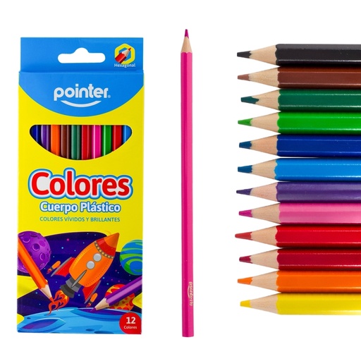 [PHCP-12] LAPICES DE COLORES x 12, CUERPO PLASTICO