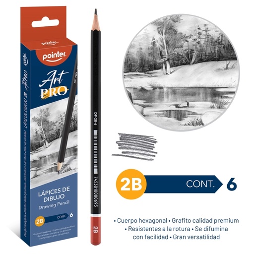 [DP-2B-6] LAPICES DE DIBUJO ART PRO 2B x6PZAS