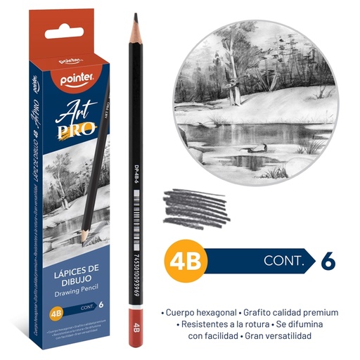 [DP-4B-6] LAPICES DE DIBUJO ART PRO 4B x6PZAS