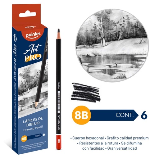 [DP-8B-6] LAPICES DE DIBUJO ART PRO 8B x6PZAS 