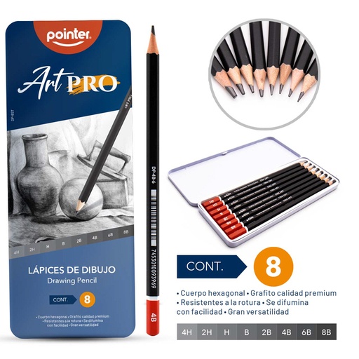 [DP-8ST] SET DE LAPICES DE DIBUJO ART PRO x8PZAS
