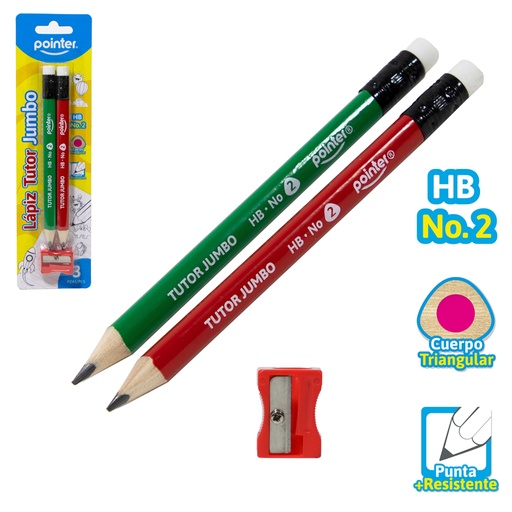 [HB-JB-1450-2B] LAPIZ JUMBO TUTOR x2 PIEZAS+SACAPUNTAS