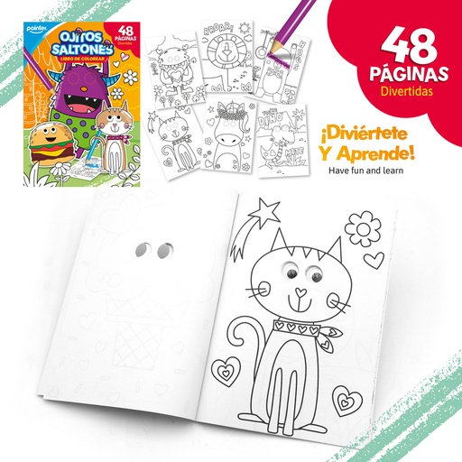 [DB-23231] LIBRO DE COLOREAR OJITOS SALTONES x24 HOJAS