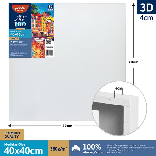 [TCA-4040] LIENZO BLANCO PREMIUM 3D - 40x40CM