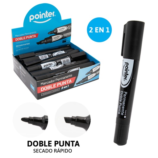[PM-1807-BK] MARCADOR PERMANENTE NEGRO DOBLE PUNTA