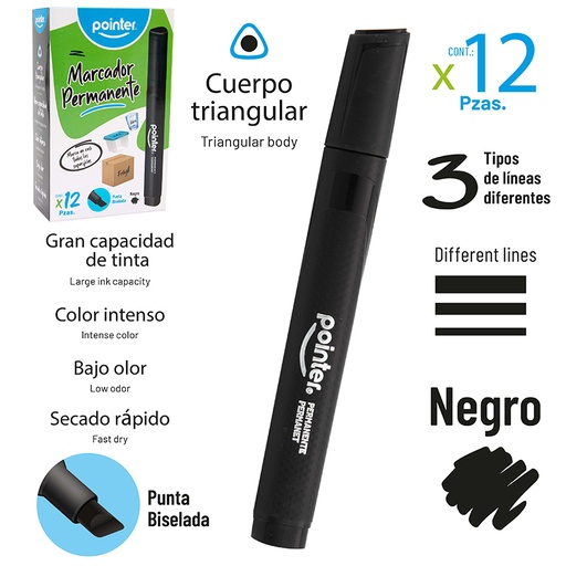 [PM-80-N] MARCADOR PERMANENTE x 12 PZAS.