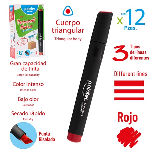 [PM-80-R] MARCADOR PERMANENTE x 12 PZAS.