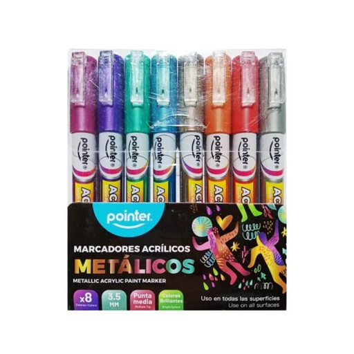 [AMK-2108-MT] MARCADORES ACRILICOS METALICOS 3,5mm x8PZS
