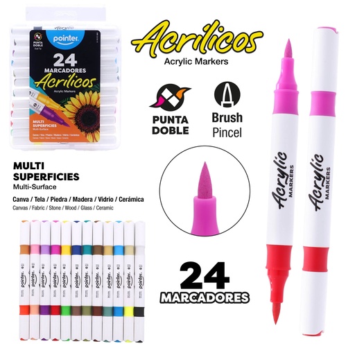 [AMK-23193-12] MARCADORES ACRILICOS x 12 PZAS.