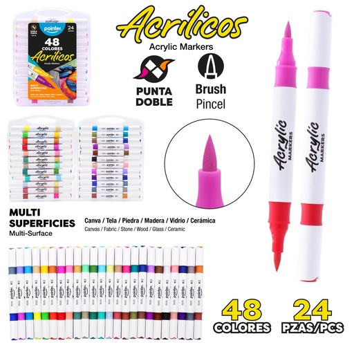 [AMK-23193-24] MARCADORES ACRILICOS x 24 PZAS.