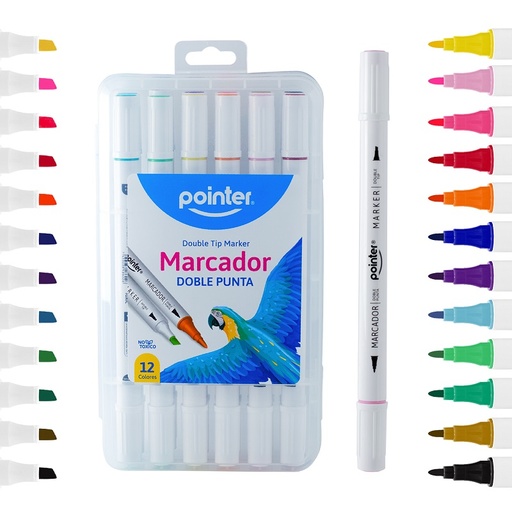 [WC-1917-12] MARCADORES DOBLE PUNTA x 12 COLORES