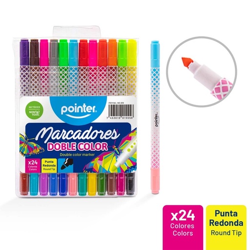 [WC-818] MARCADORES DOBLE PUNTA x 24 COLORES