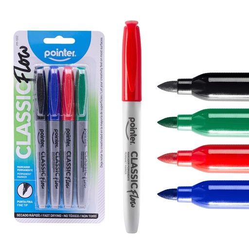 [PM-1002] MARCADORES POINTER PERMANENTE X4