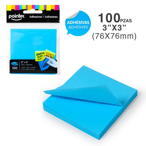 [NT-331100AZ] NOTAS ADHESIVAS - 76 x 76MM x100 HOJAS