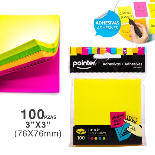 [NT-33425] NOTAS ADHESIVAS - 76 x 76MM x100 HOJAS